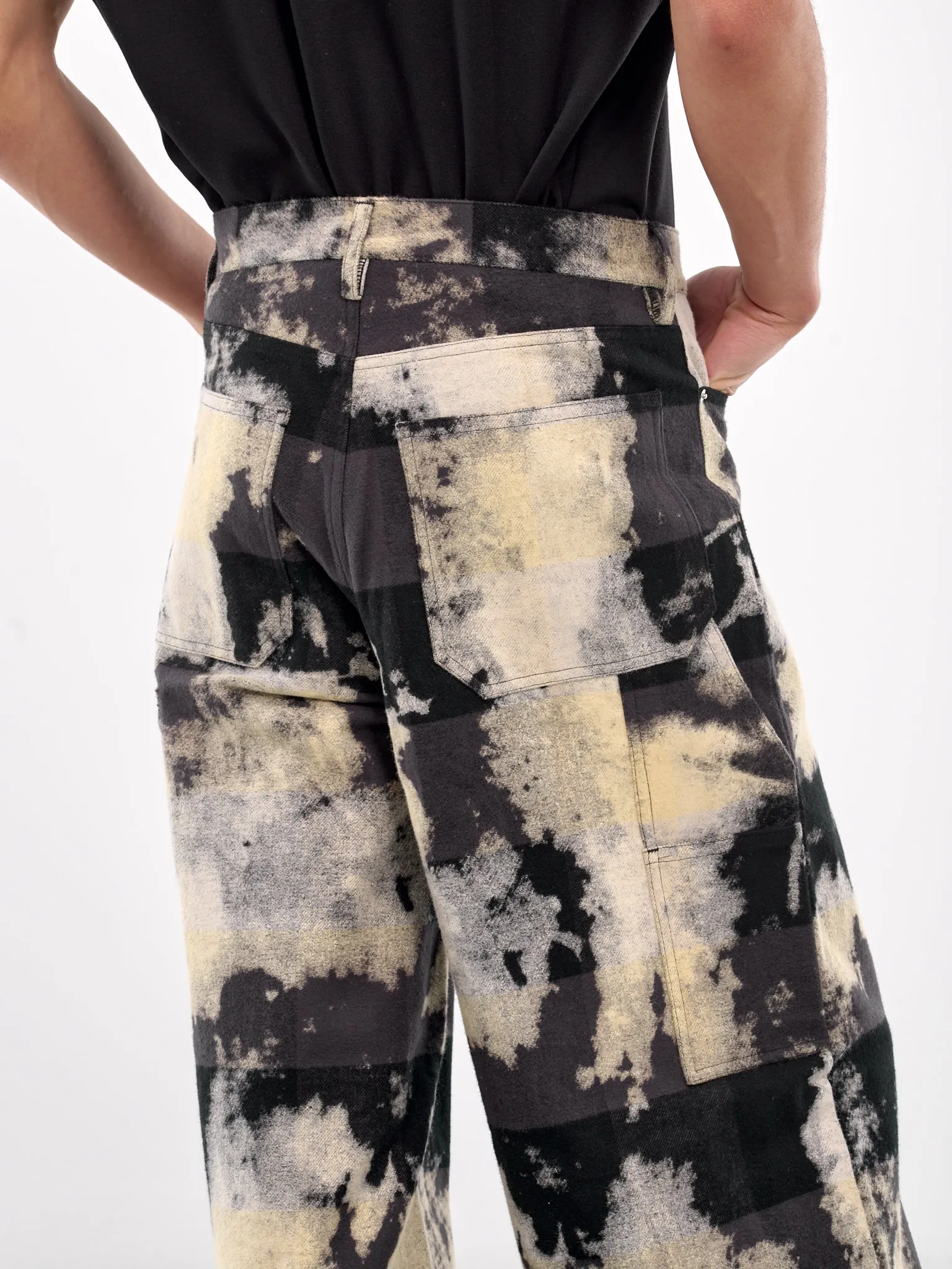 Abstract Stripe Wide Leg Trousers (PT1824-BLACK)