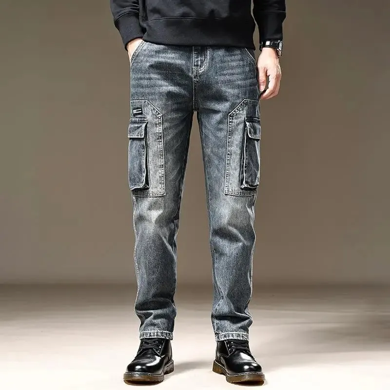 American Fashion High Street Loose Straight Cargo Jeans