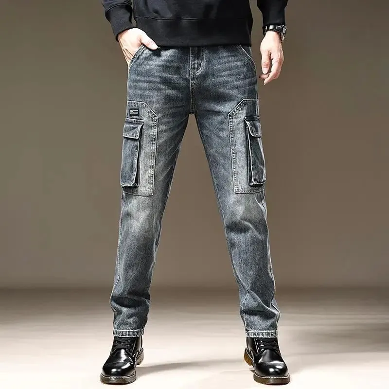 American Fashion High Street Loose Straight Cargo Jeans