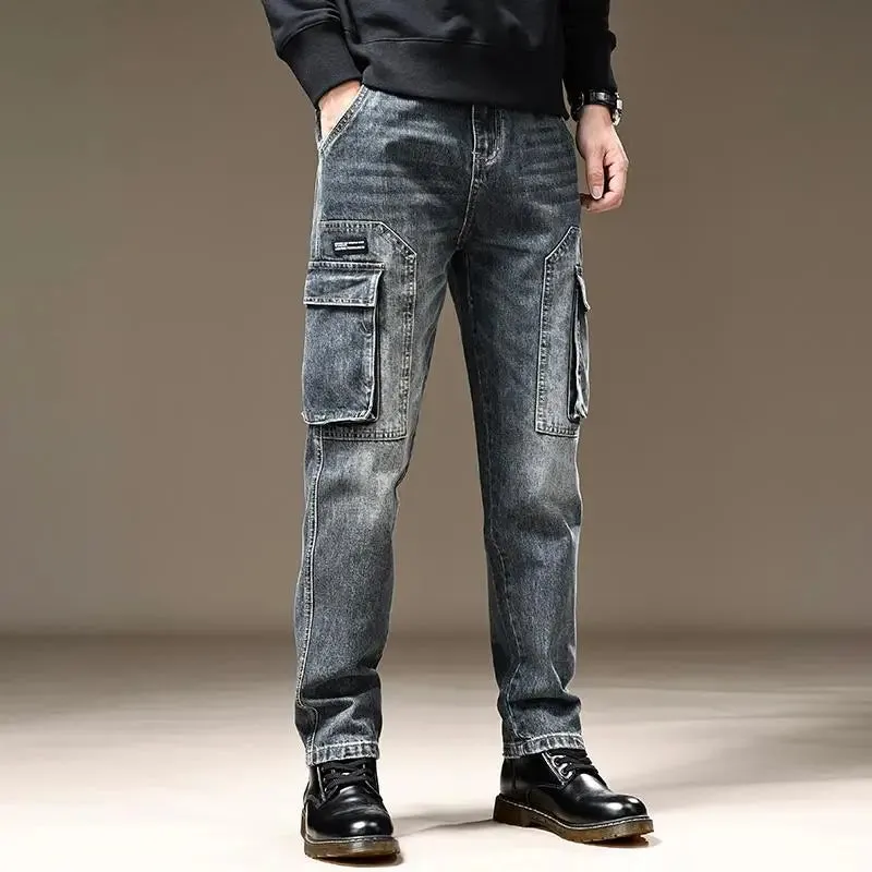 American Fashion High Street Loose Straight Cargo Jeans