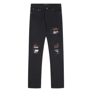 Amiri Jeans Slim-Fit Ripped Jeans With Diamonds