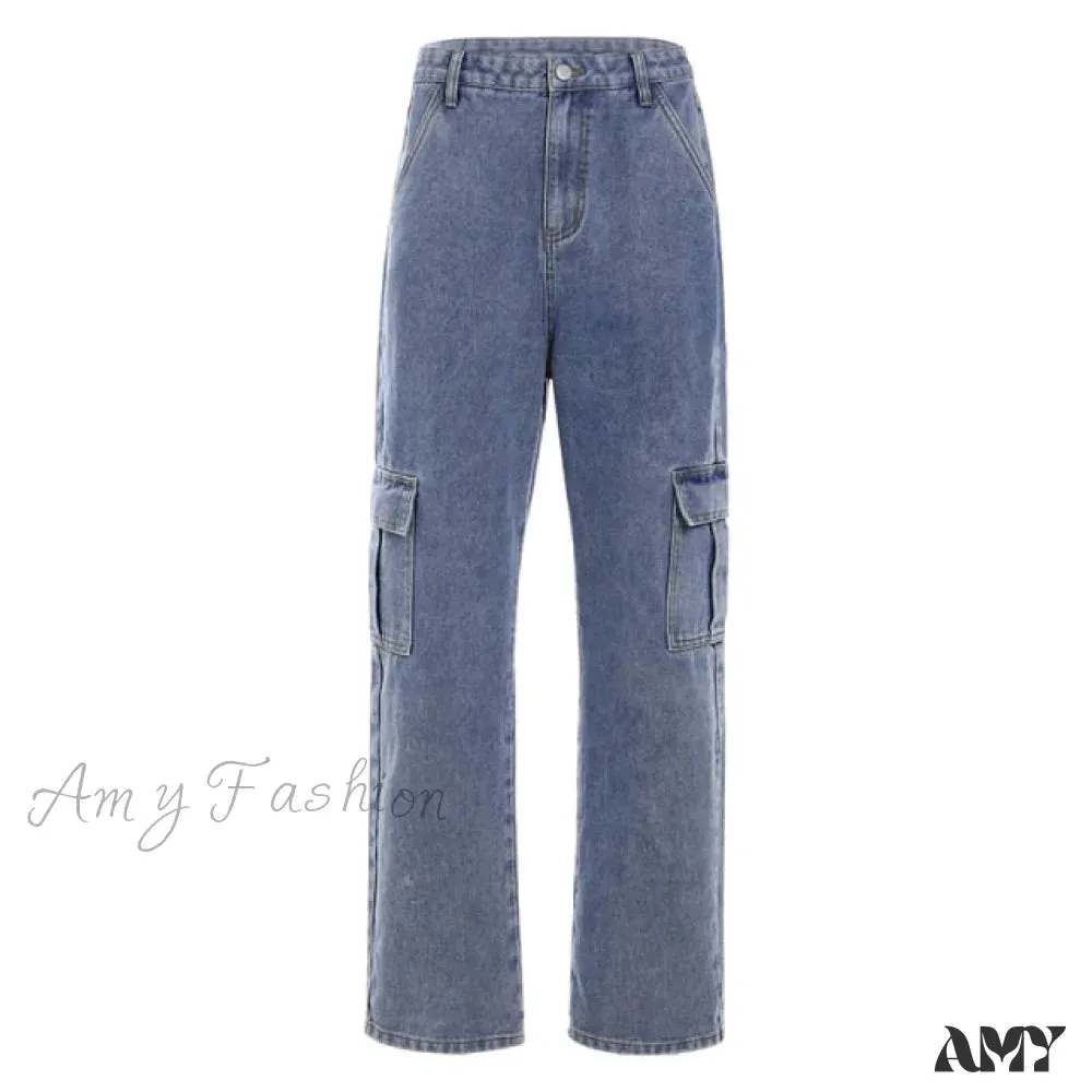 Amy Fashion - Big Pocket Cargo Pants Vintage Mopping Pants