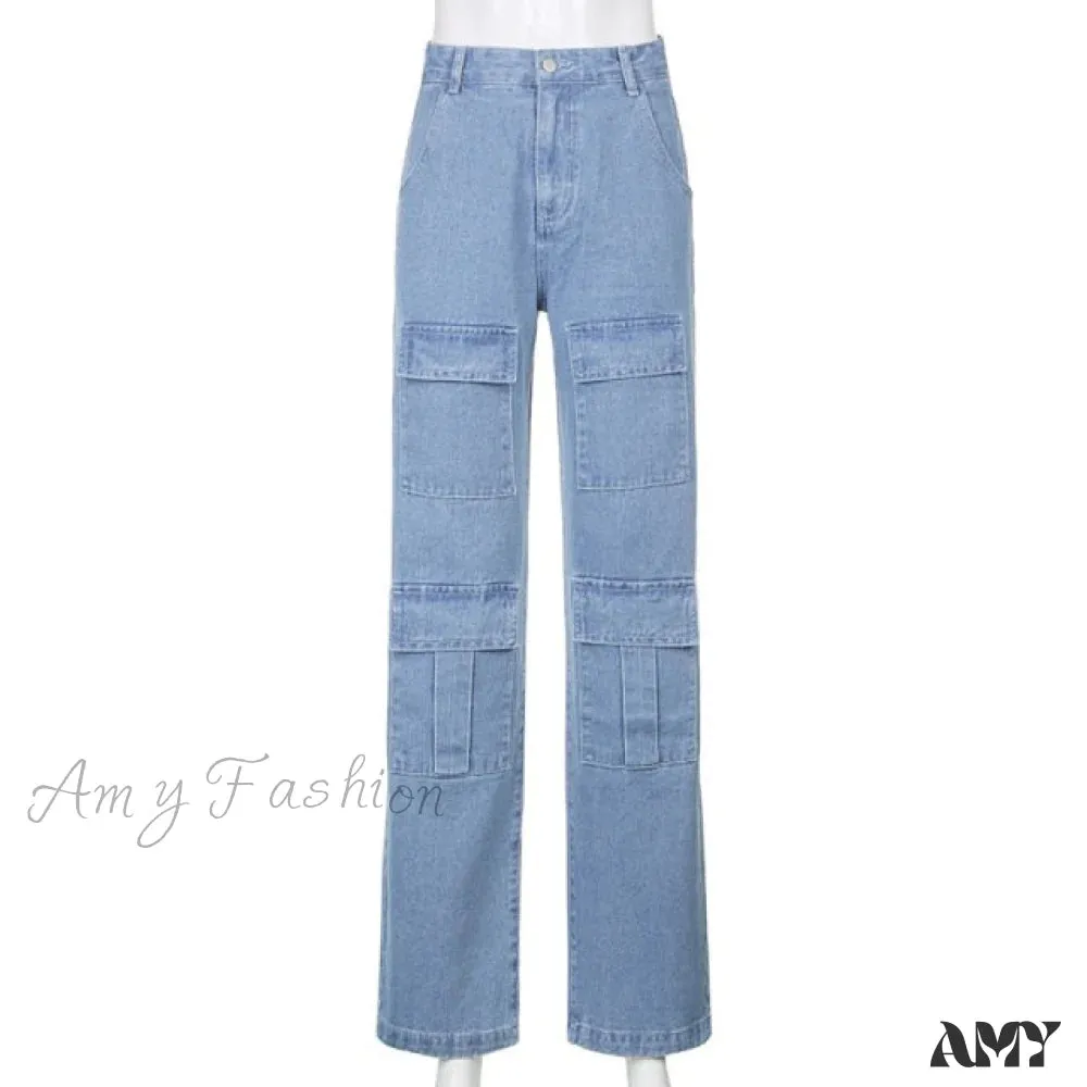 Amy Fashion - Big Pocket Cargo Pants Vintage Mopping Pants