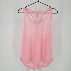 Balance Collection Womens Sz L Racerback Tank Top Light Pink White Chevron Print