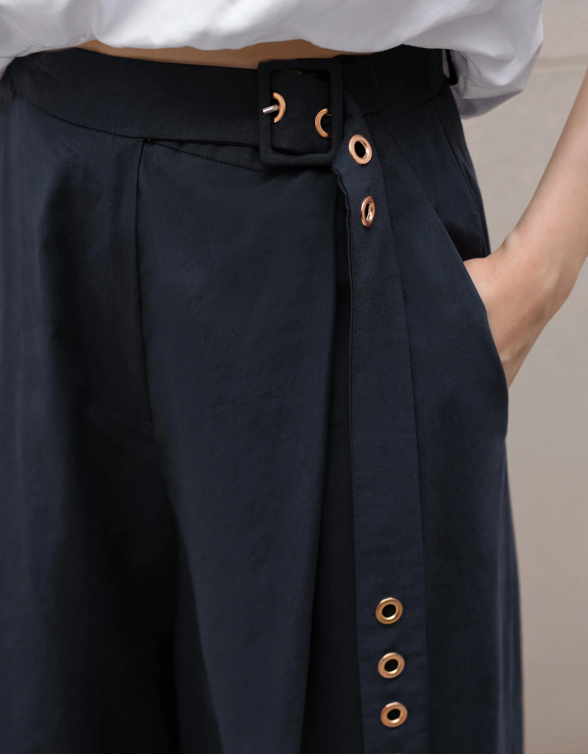 Belted Wide Leg Trousers