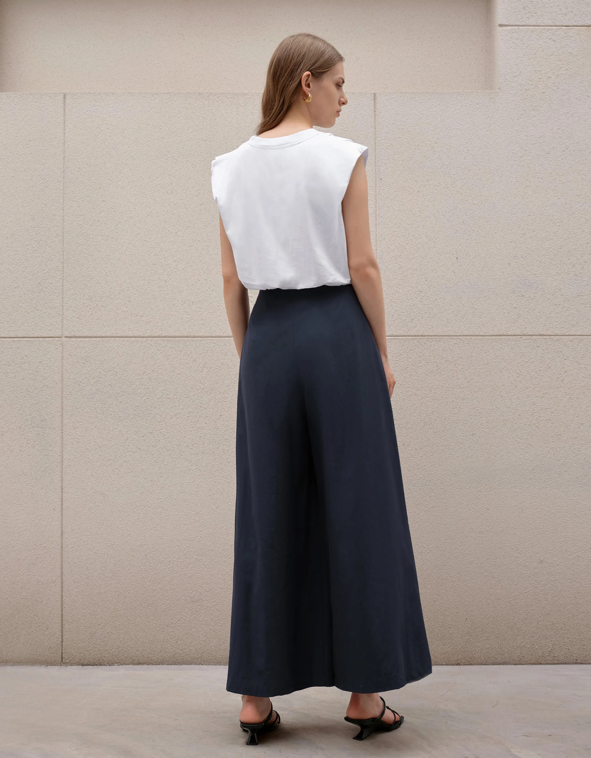 Belted Wide Leg Trousers
