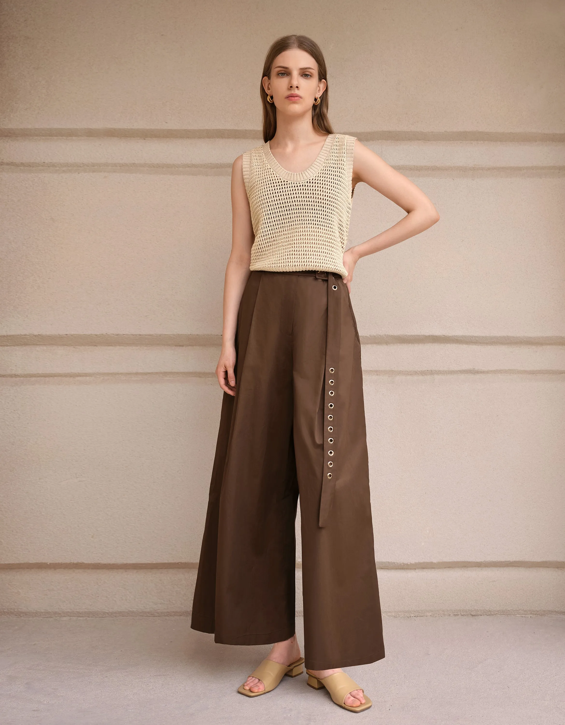 Belted Wide Leg Trousers