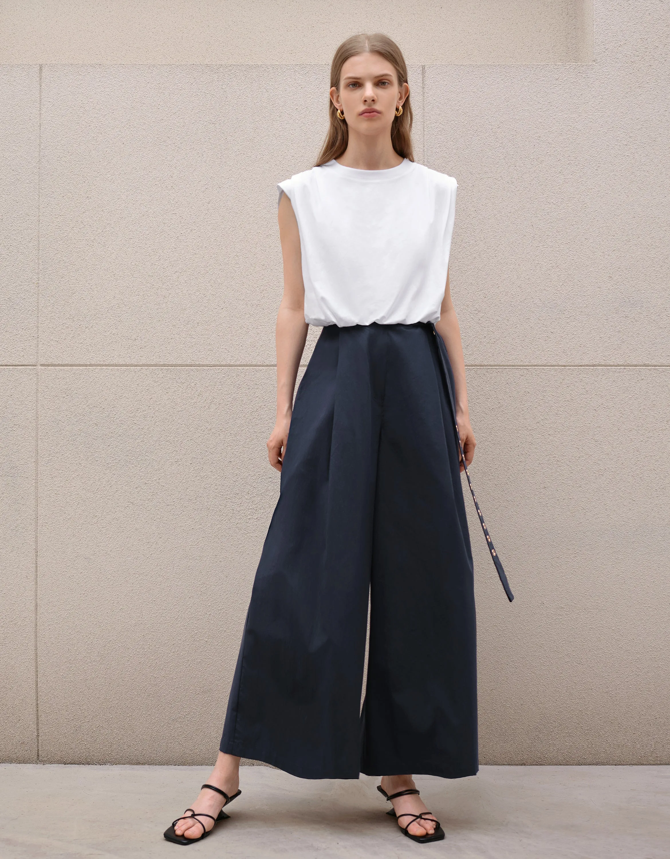 Belted Wide Leg Trousers