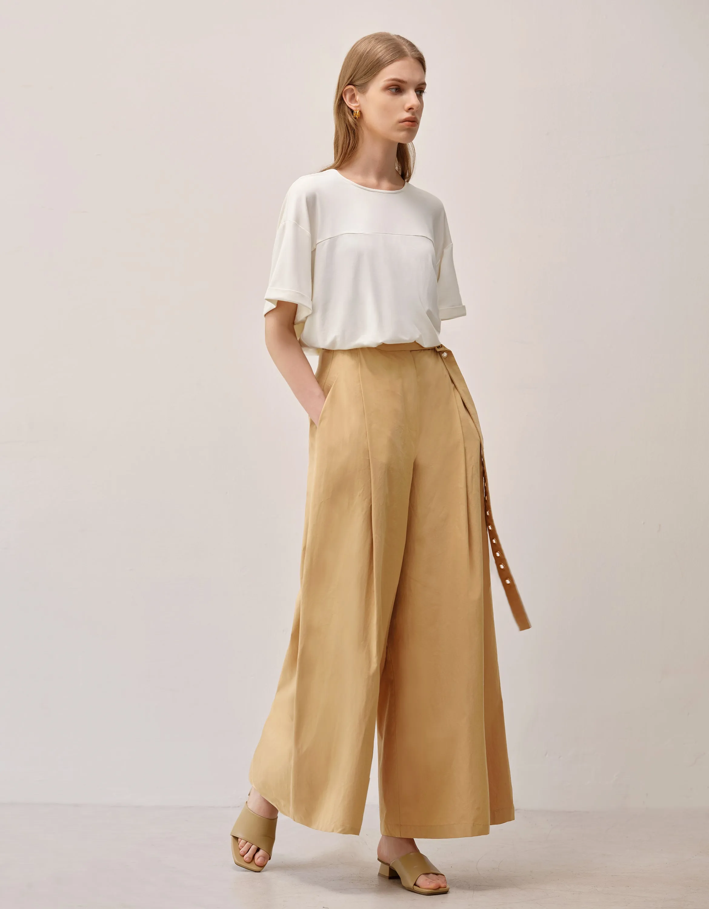 Belted Wide Leg Trousers