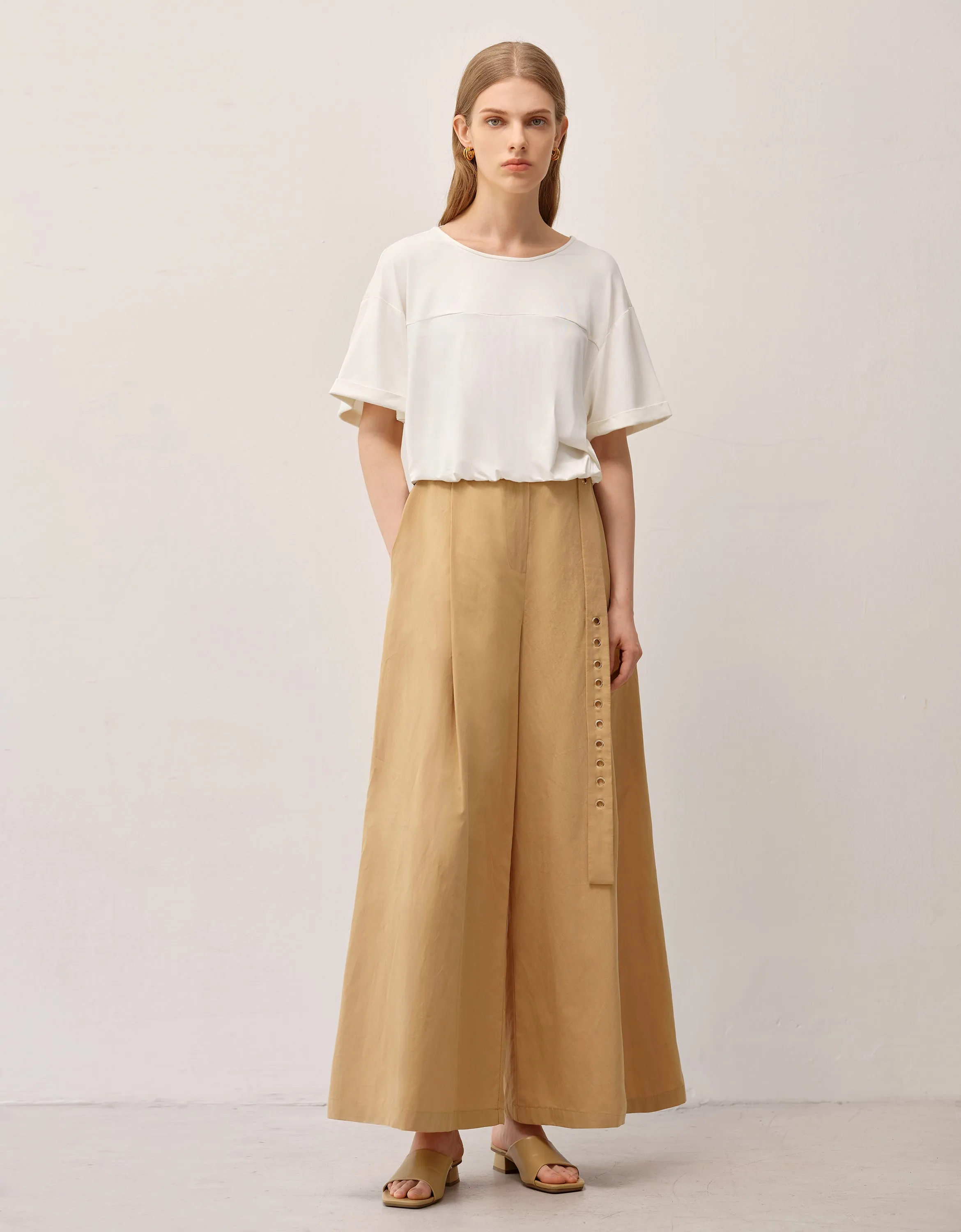 Belted Wide Leg Trousers