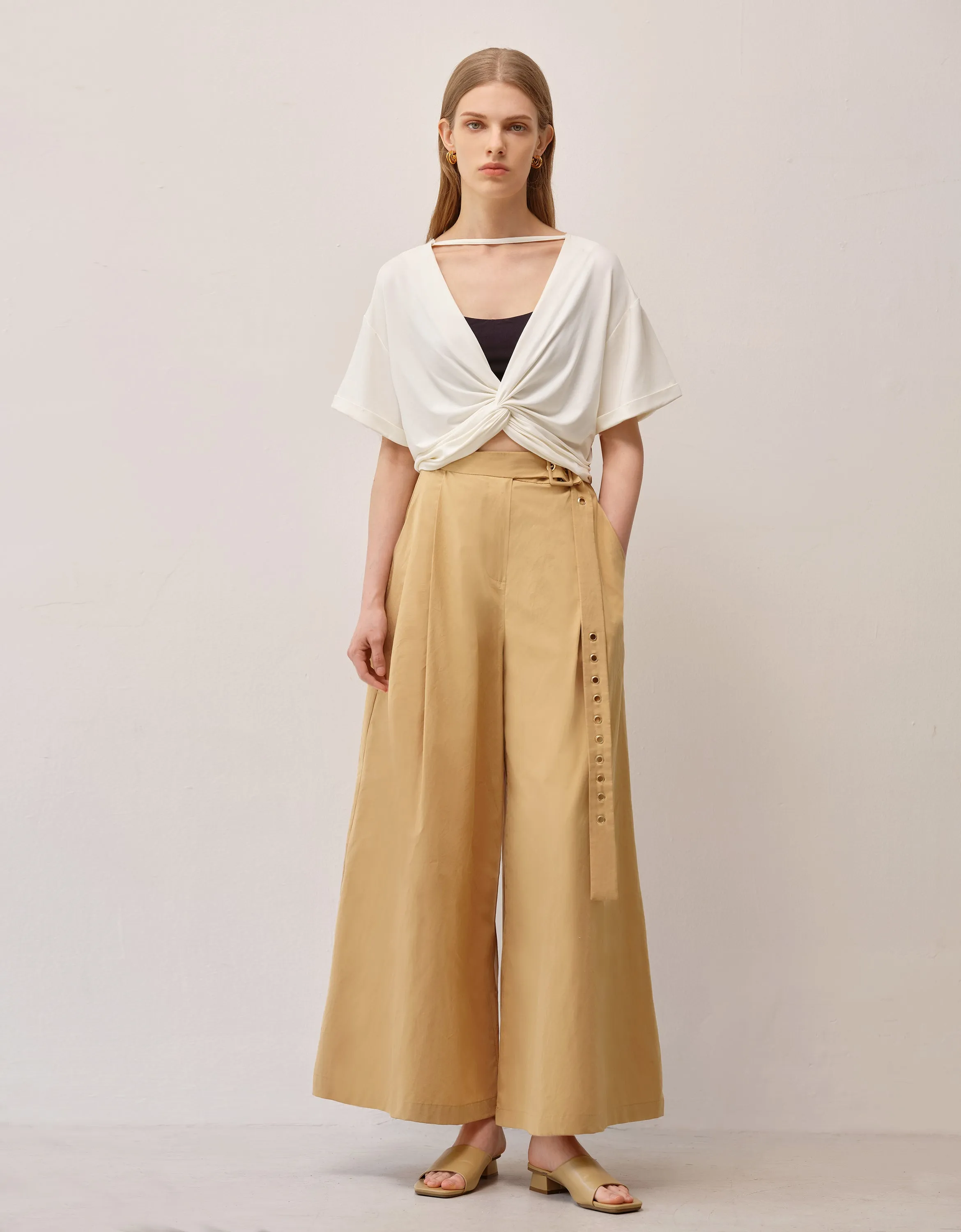 Belted Wide Leg Trousers