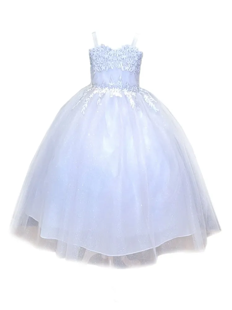 Big Girls White Embroidered Sweetheart Neckline Junior Bridesmaid Dress 8-16