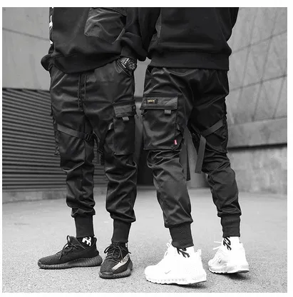 Black Casual Hip Hop Cargo Pants - GlamzLife