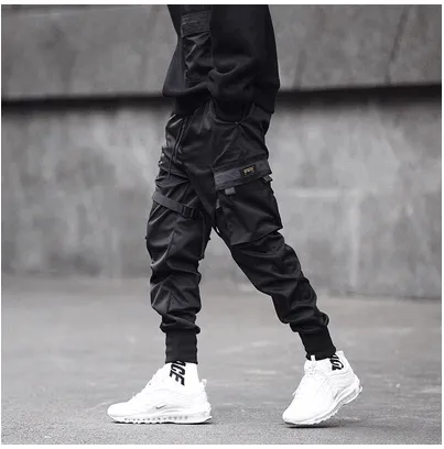 Black Casual Hip Hop Cargo Pants - GlamzLife