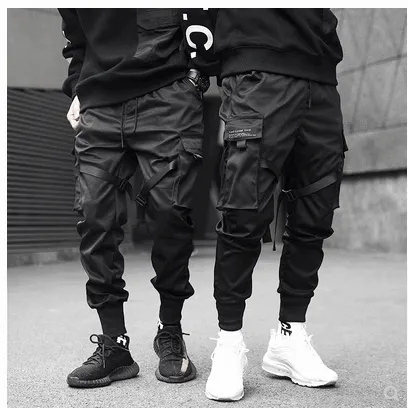 Black Casual Hip Hop Cargo Pants - GlamzLife