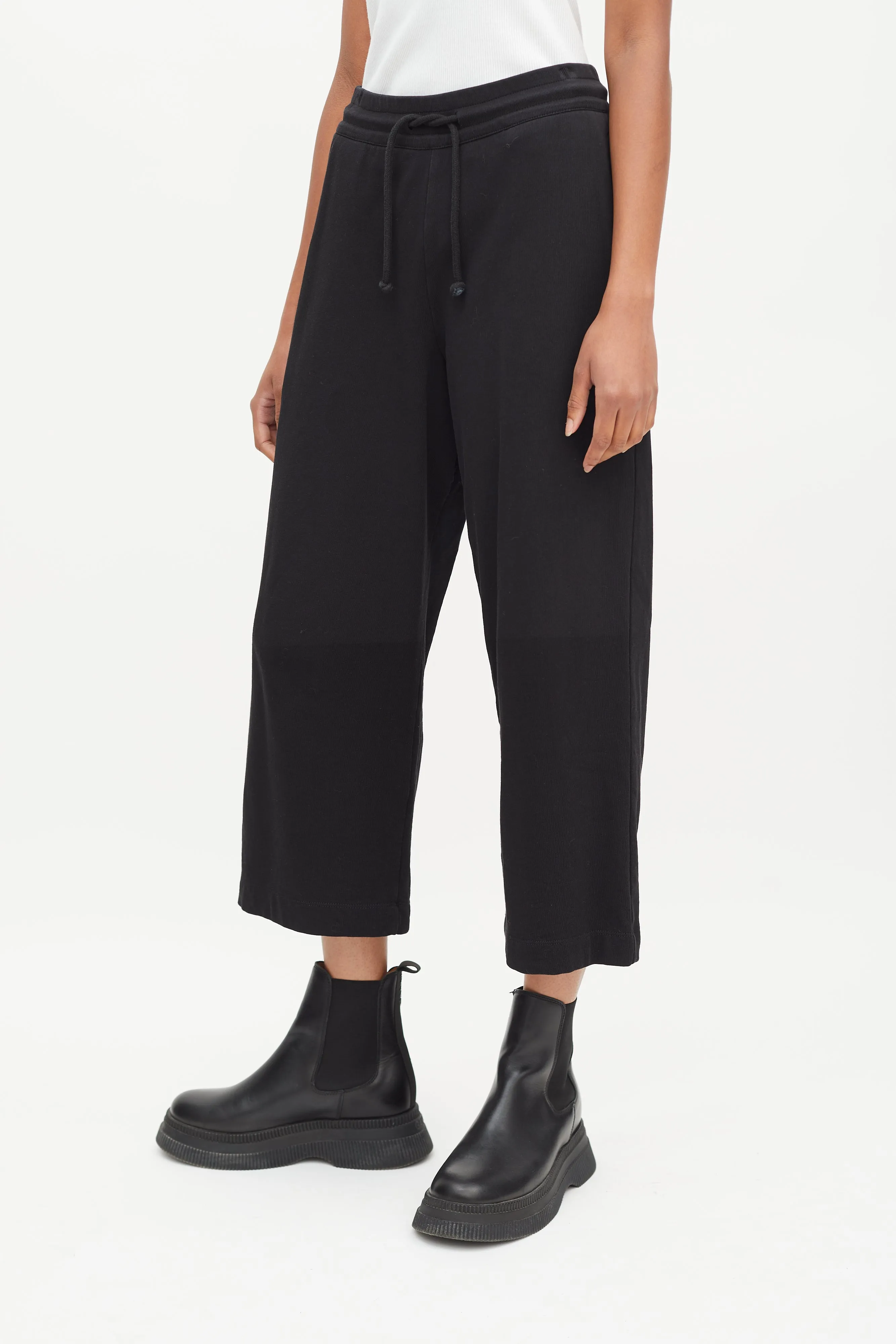 Black Cotton Wide Leg Lounge Pant