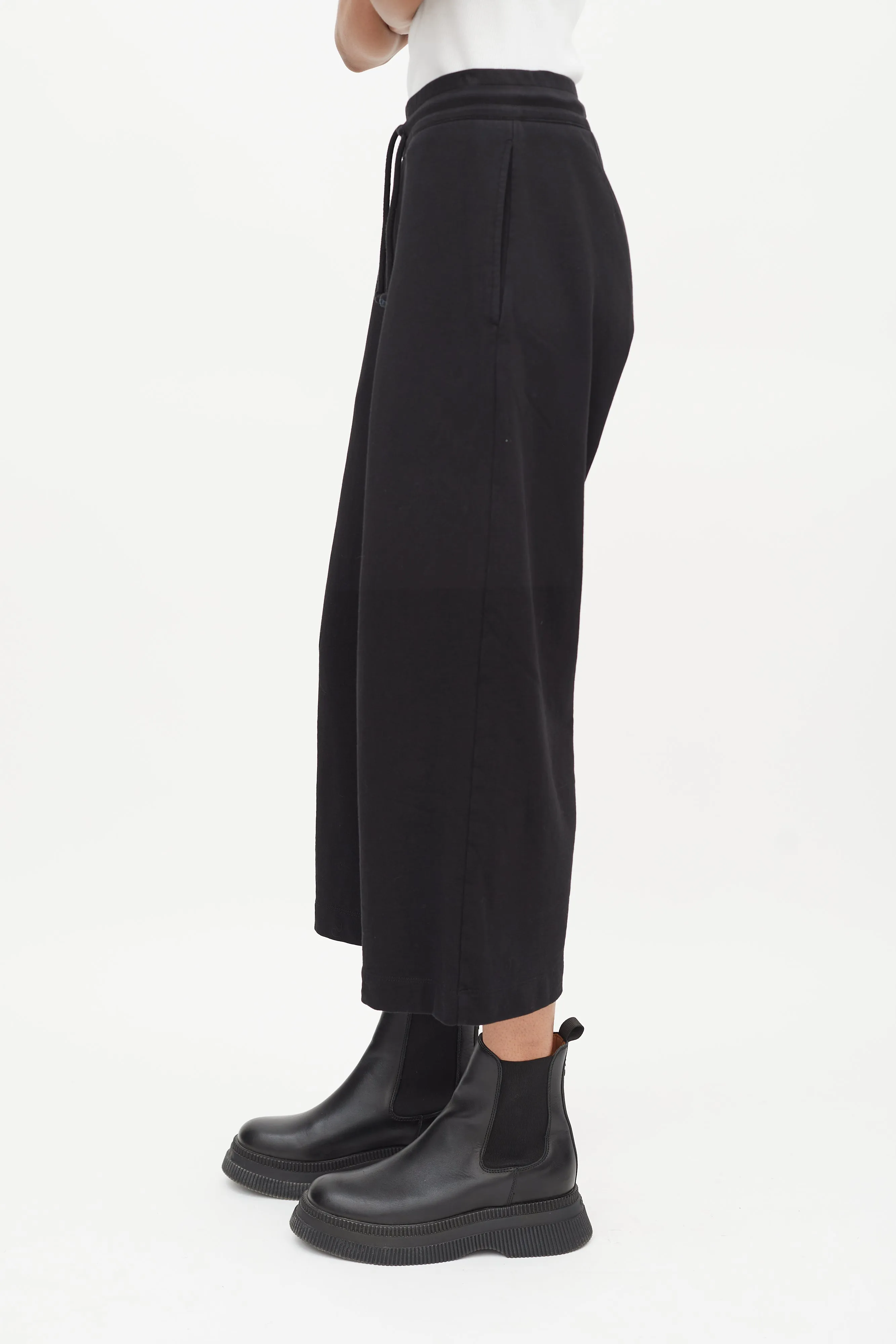 Black Cotton Wide Leg Lounge Pant