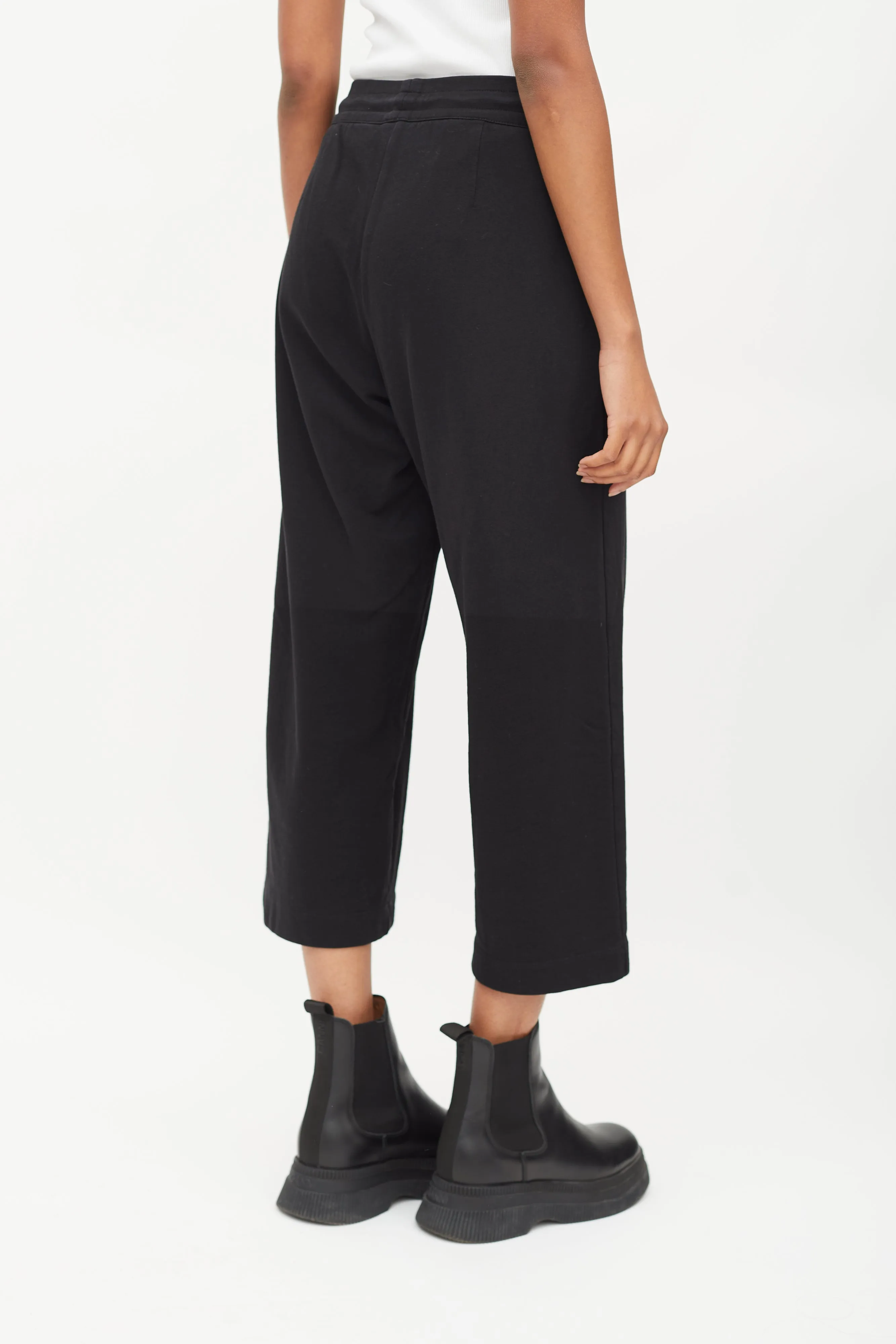 Black Cotton Wide Leg Lounge Pant