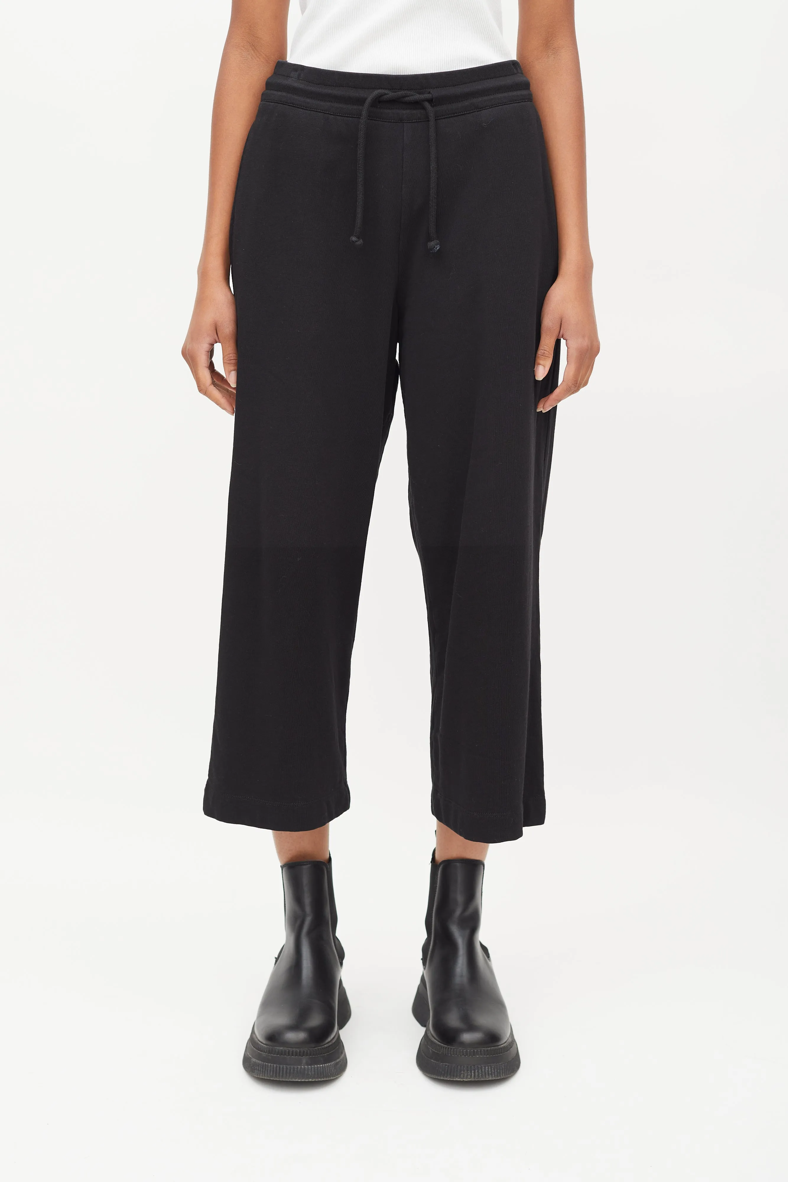 Black Cotton Wide Leg Lounge Pant