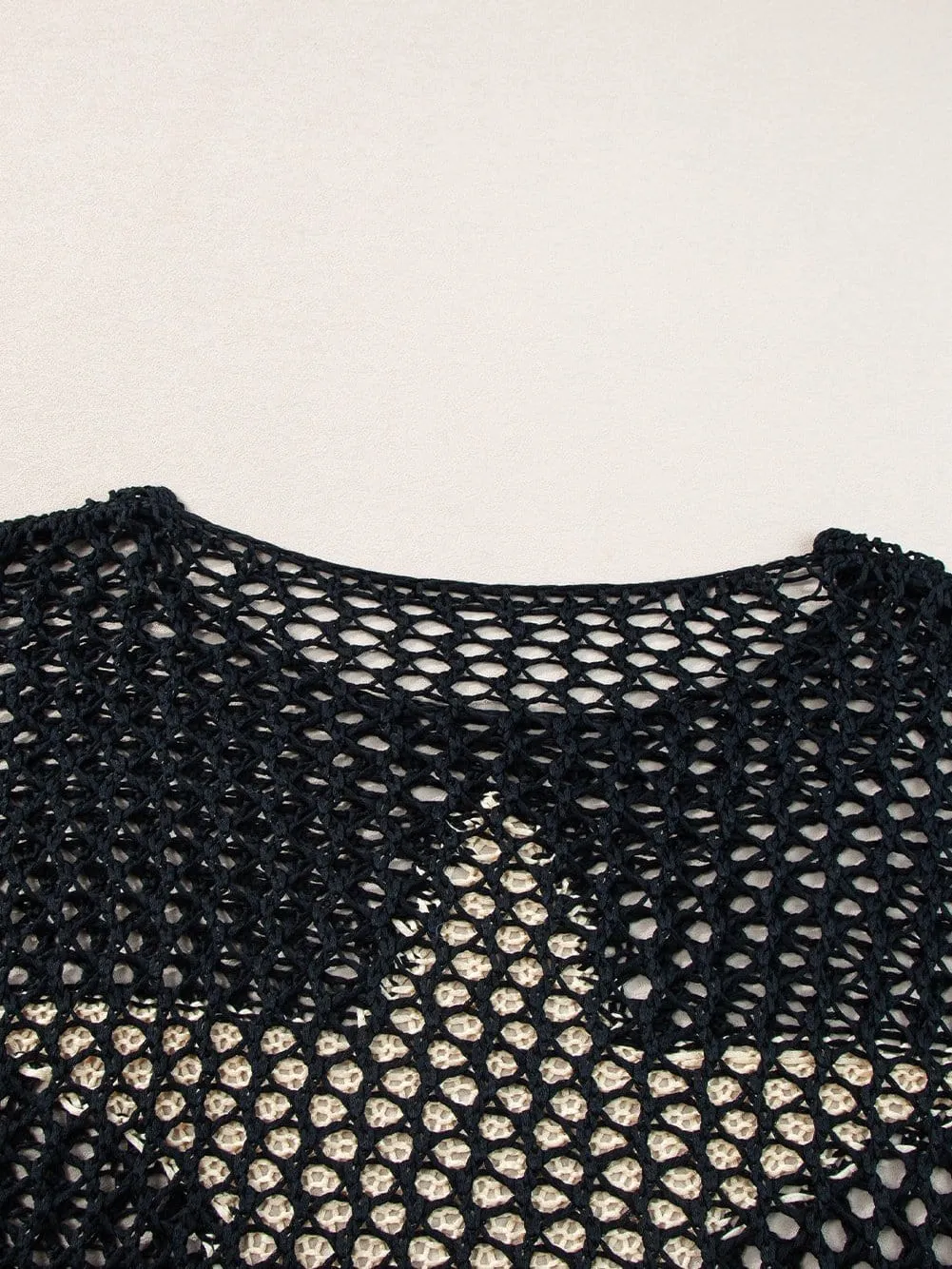 Black See-Through Knit Top with Golden Star