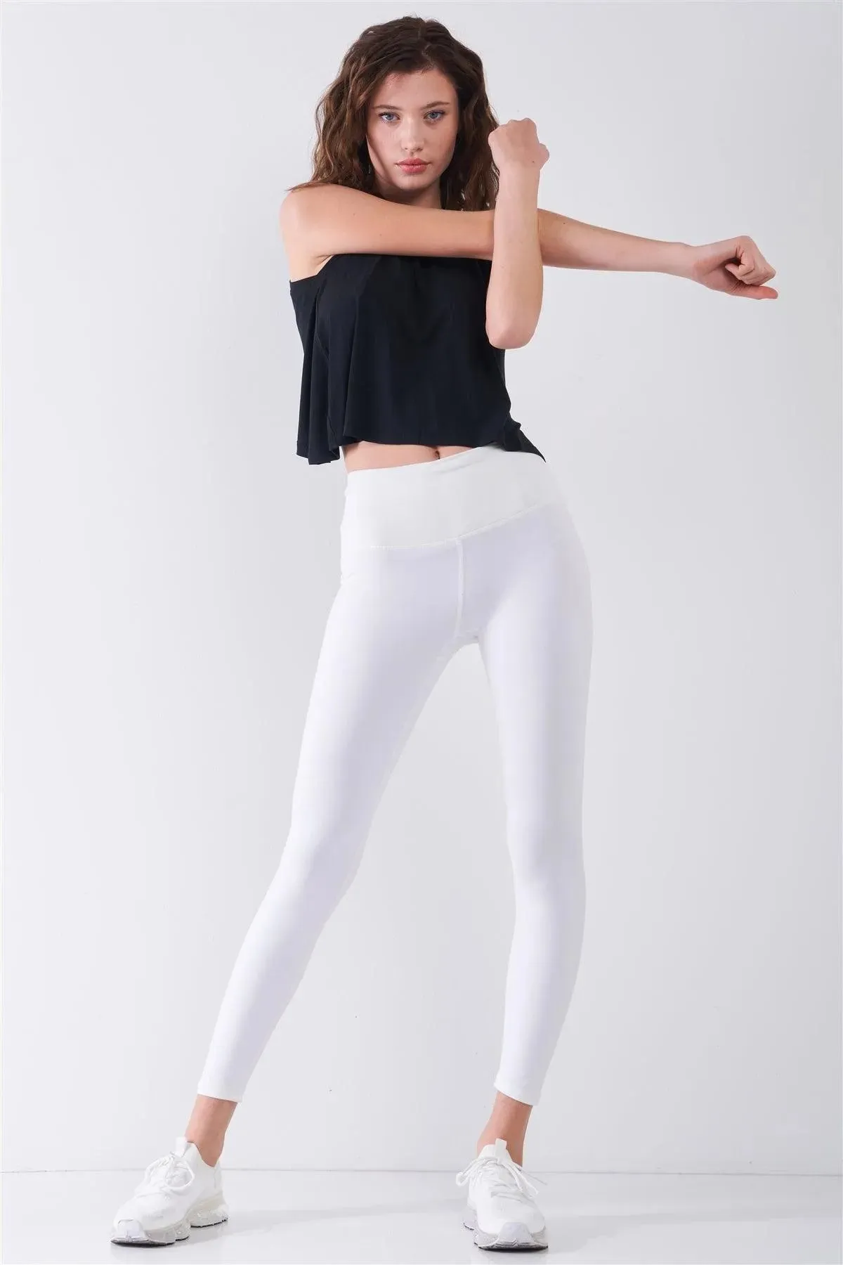 Black Sleeveless Crew Neck Ribbed Split Back Top /1-2-2-1