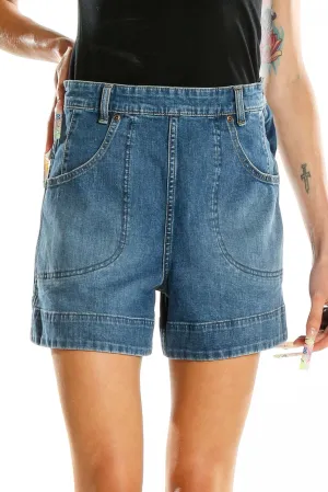 Blue Denim High-Waisted Shorts
