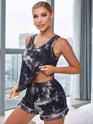 Chic Tie-Dye Tank and Shorts Relaxation Set