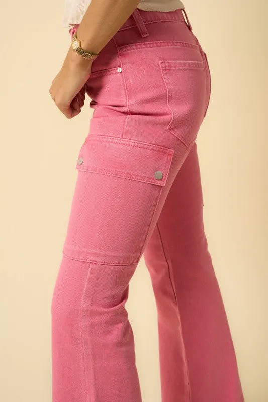 COLOR CARGO SLIM BOOT JEANS
