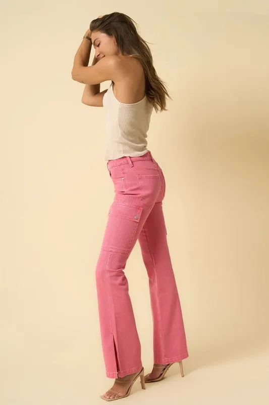 COLOR CARGO SLIM BOOT JEANS