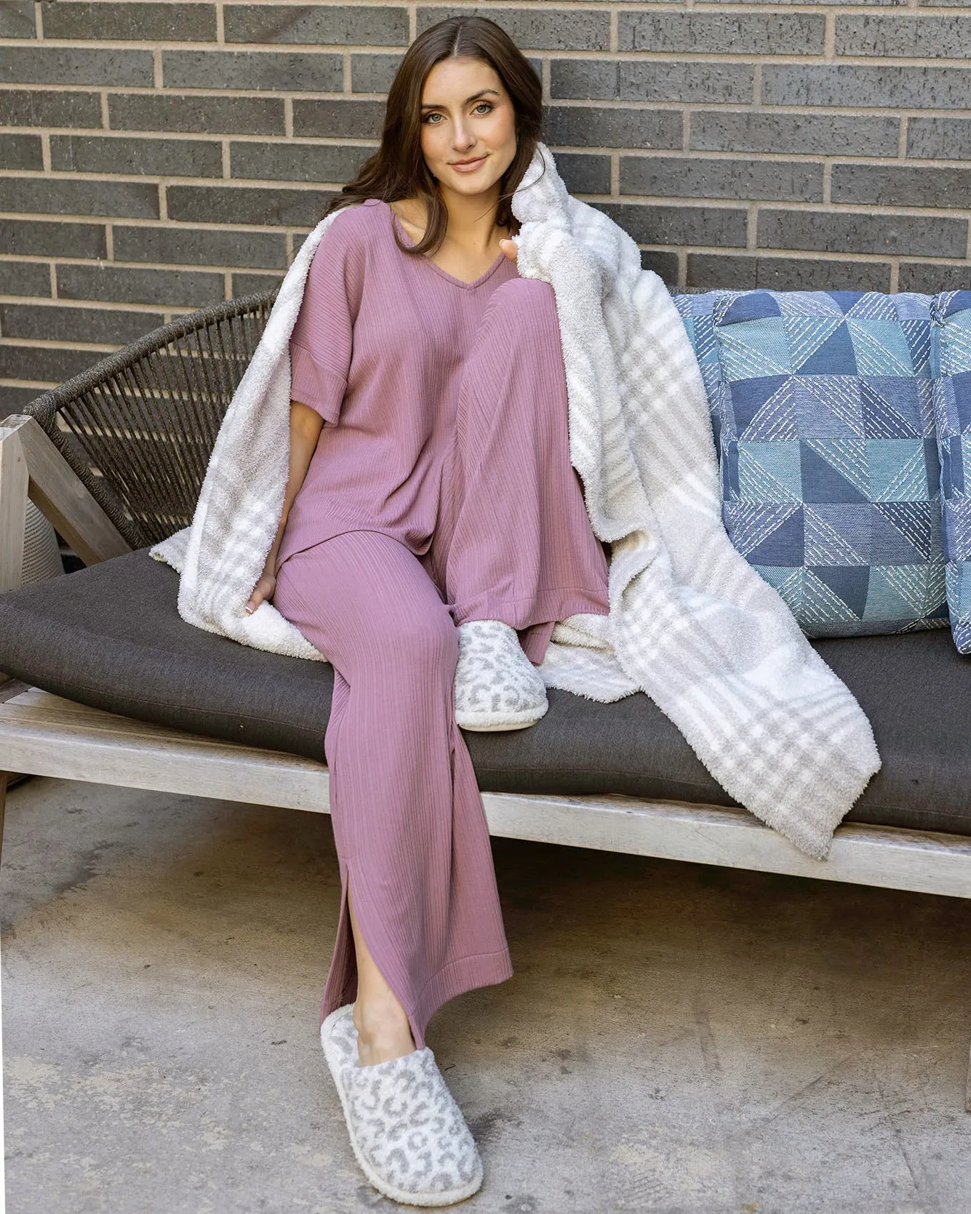 Coziest Dark Lilac Wide Leg Lounge Pants