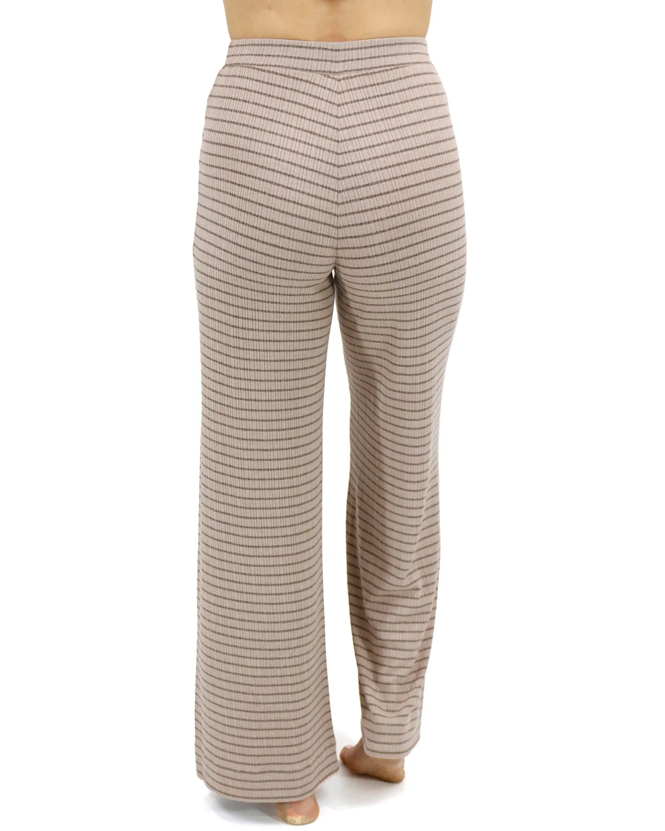Coziest Tan and Black Stripe Wide Leg Lounge Pants