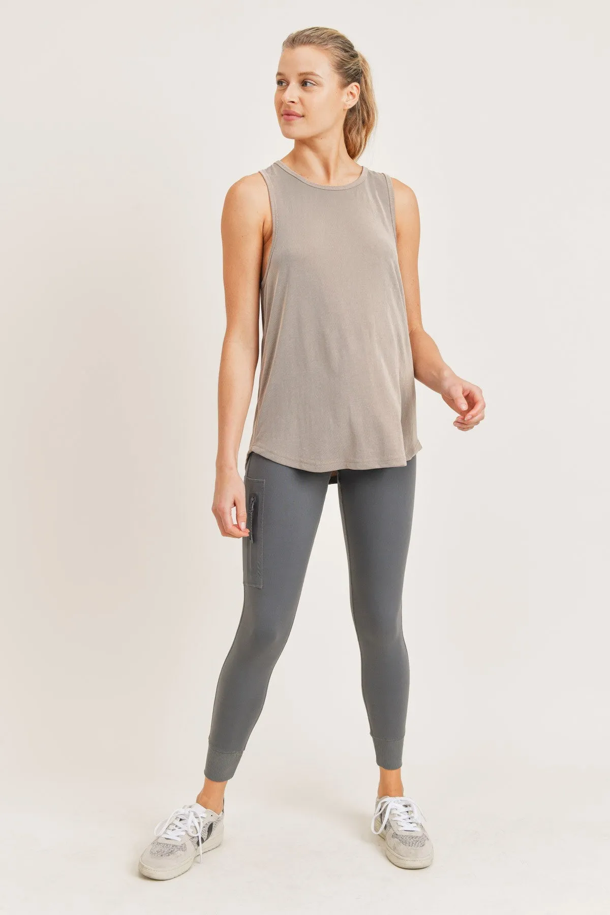 Cut-Out Back Longline Athleisure Top