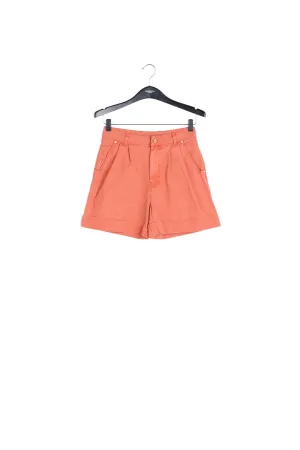 Dark orange high-rise loose-fit denim shorts