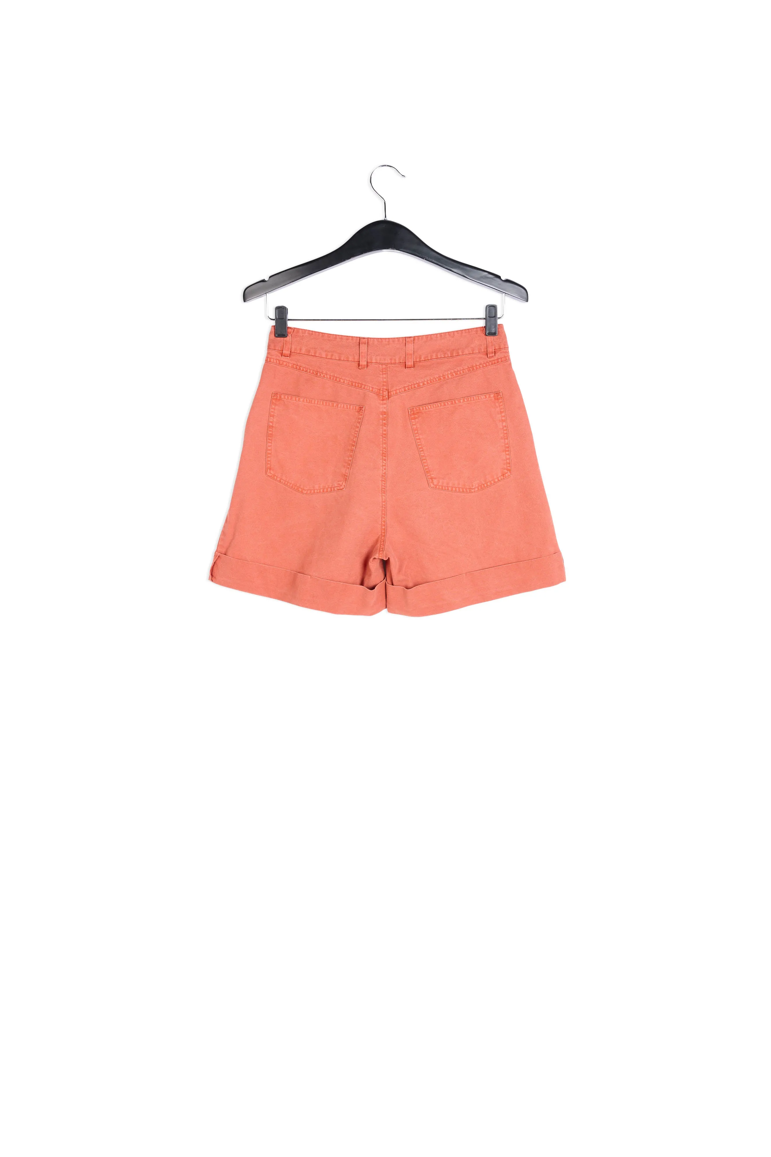 Dark orange high-rise loose-fit denim shorts