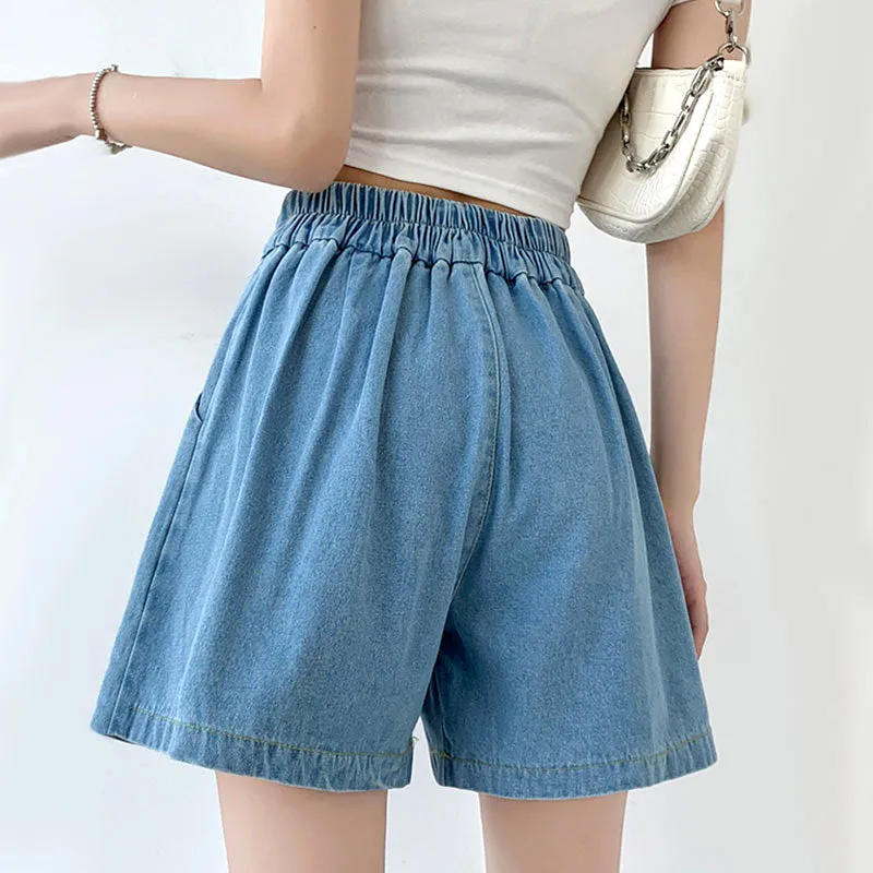 Denim Breeze Pleated Shorts
