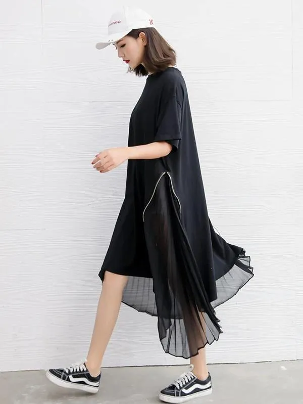 DIY black Cotton clothes For Women o neck patchwork Art Dress
