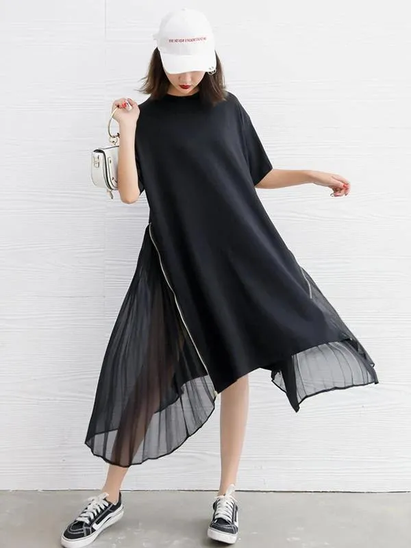 DIY black Cotton clothes For Women o neck patchwork Art Dress