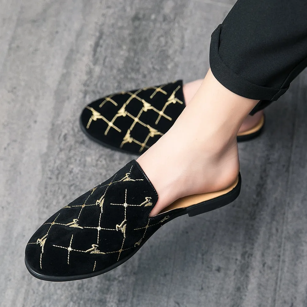 Embroidery Half Shoes Slip-on