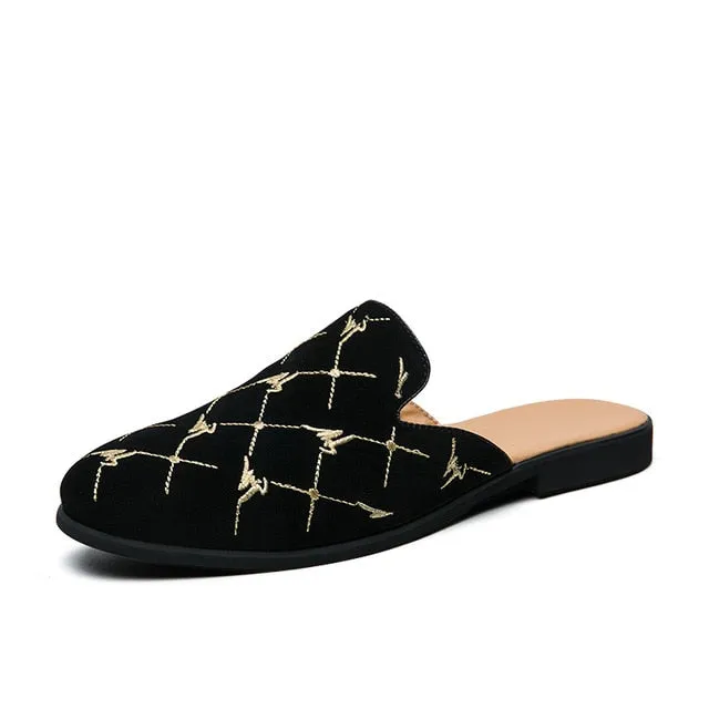 Embroidery Half Shoes Slip-on
