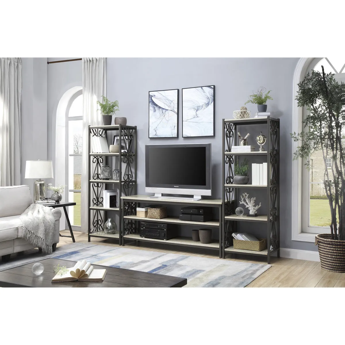 Fairhope Faux Marble Console with Metal Scrollwork