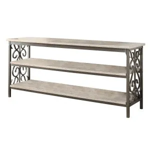 Fairhope Faux Marble Console with Metal Scrollwork