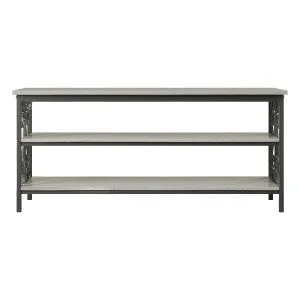 Fairhope Faux Marble Console with Metal Scrollwork