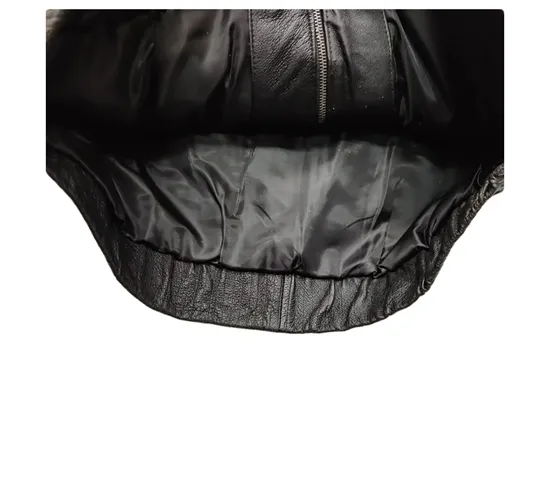 FASURO EFFANIE SKELETON DESIGN LEATHER HOODIE JACKET IN BLACK