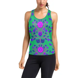 Floral Beadwork Four Clans Deep Lake Women's Racerback Tank Top