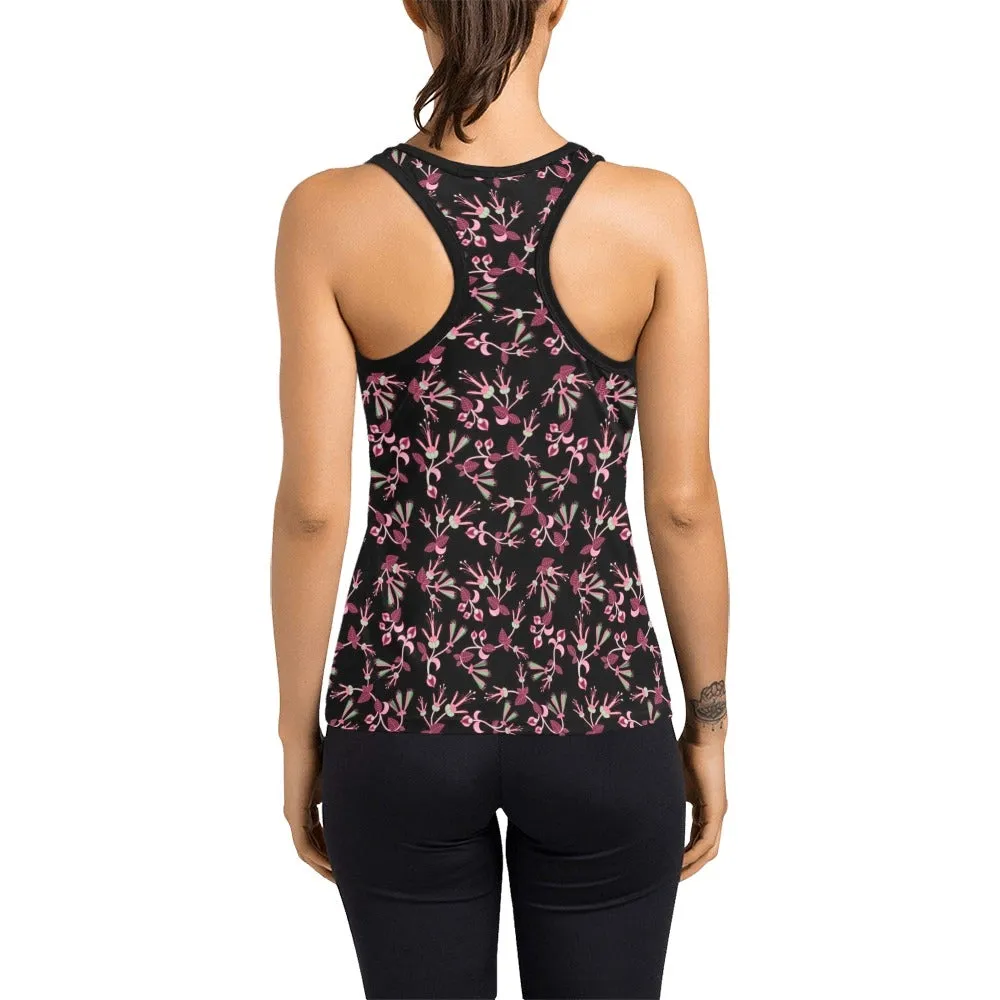 Floral Green Black Women's Racerback Tank Top