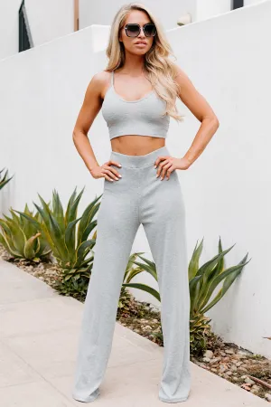 Fresh Perspective Ribbed Two Piece Set (Heather Grey)