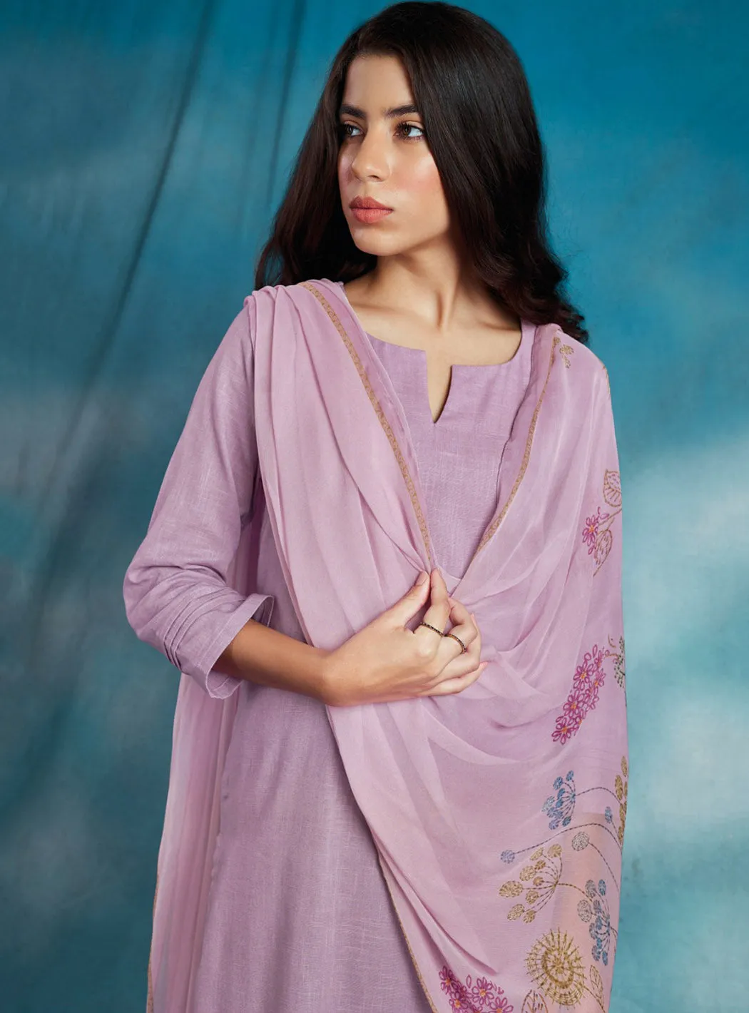 Ganga Pure Cotton Linen Unstitched Suit Material for Women