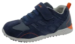 Geox Snake Suede Textile Navy Hook and Loop Sneaker Junior for Boy's