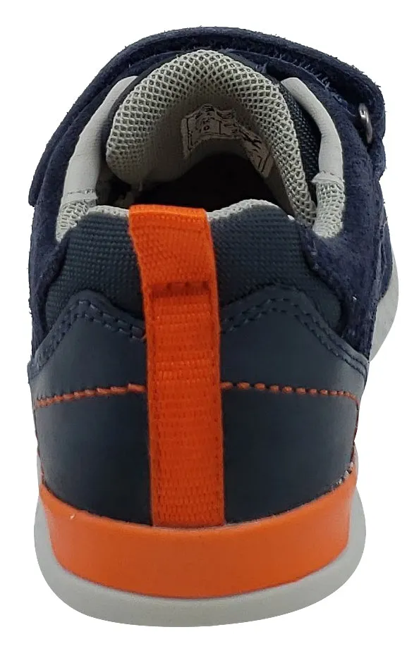 Geox Snake Suede Textile Navy Hook and Loop Sneaker Junior for Boy's