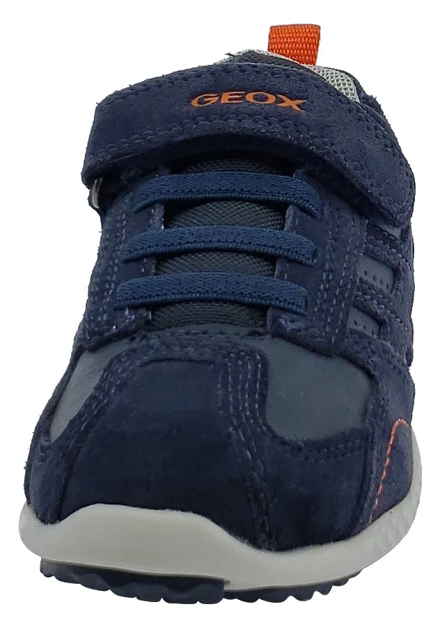 Geox Snake Suede Textile Navy Hook and Loop Sneaker Junior for Boy's